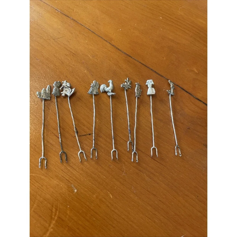 Vintage Hors D'oeuvre Cocktail Forks Picks Lot Of 9 Mexican